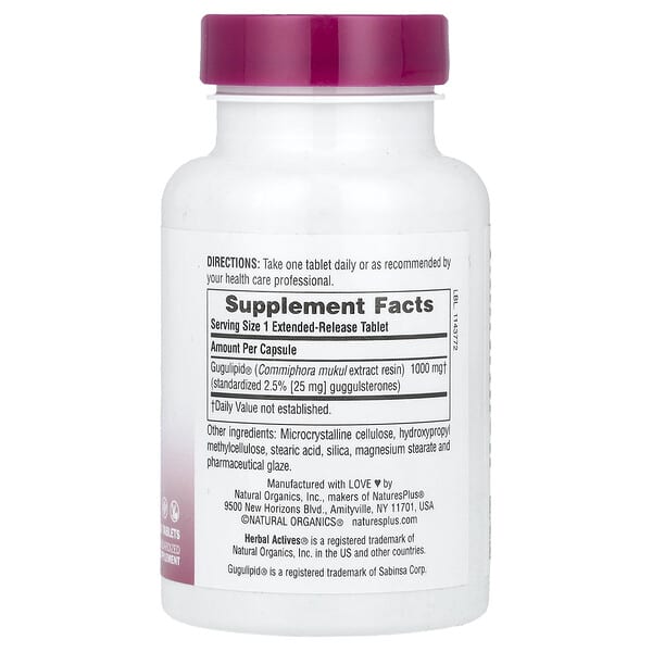 Alternative view of NaturesPlus, Herbal Actives, Gugulipid®, Extended Release, 1,000 mg, 30 Tablets