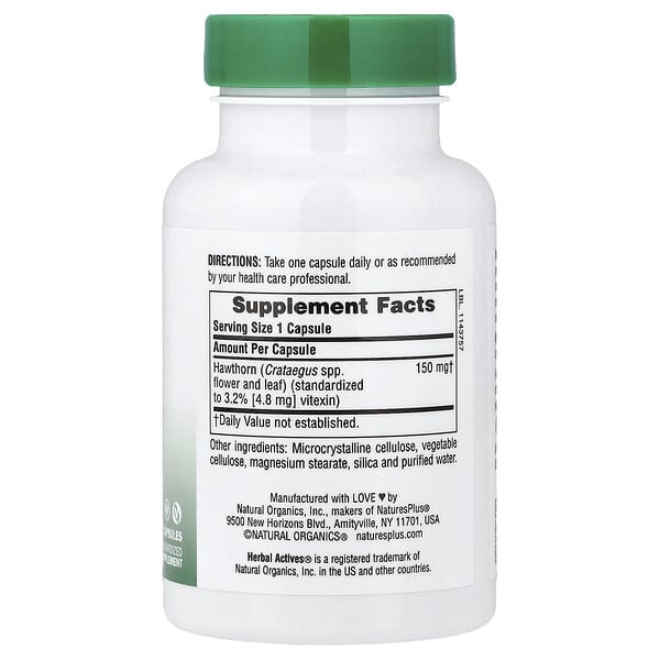 Alternative view of NaturesPlus, Herbal Actives, Hawthorn, 150 mg, 60 Capsules