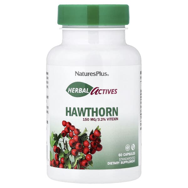 NaturesPlus, Herbal Actives, Hawthorn, 150 mg, 60 Capsules