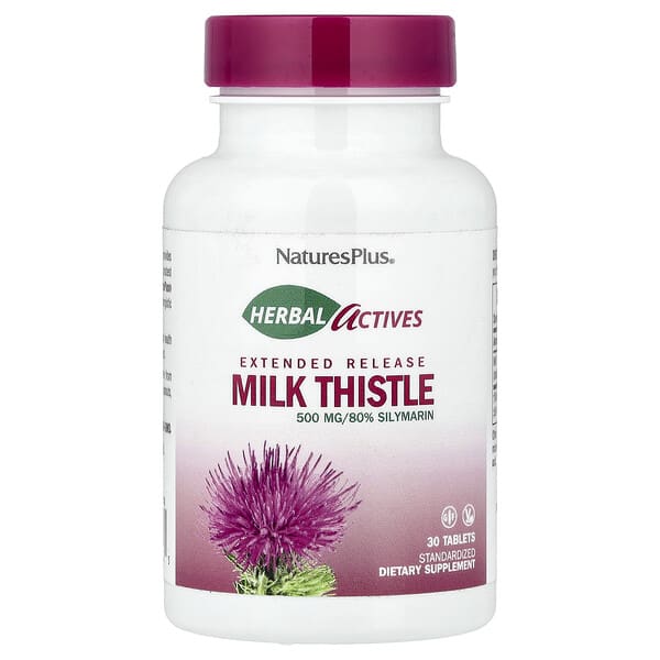 NaturesPlus, Herbal Actives, Milk Thistle, Extended Release, 500 mg, 30 Tablets