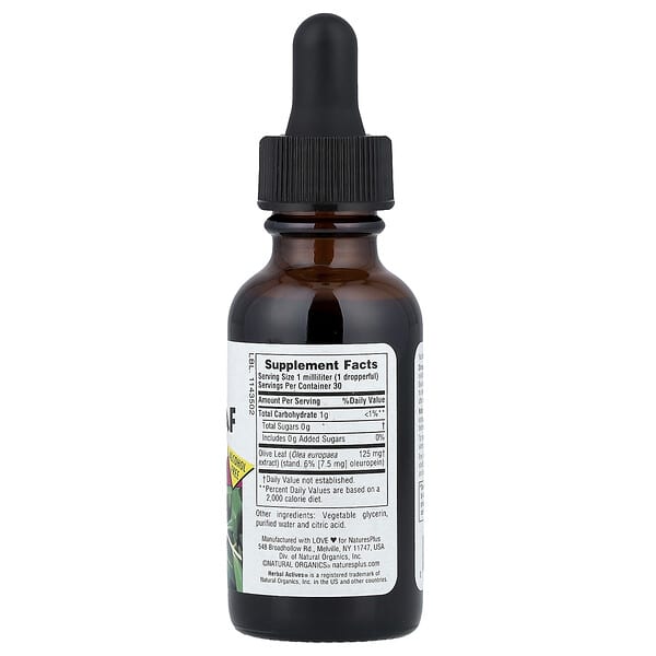 Alternative view of NaturesPlus, Herbal Actives, Olive Leaf, Alcohol Free, 1 fl oz (30 ml)