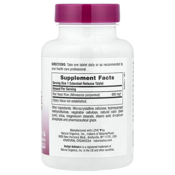 Alternative view of NaturesPlus, Herbal Actives, Red Yeast Rice, 600 mg, 60 Tablets