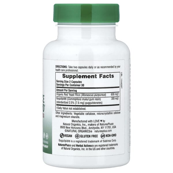 Alternative view of NaturesPlus, Herbal Actives, Red Yeast Rice & Gugulipid®, 60 Capsules