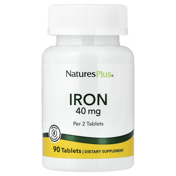 NaturesPlus, Iron, 40 mg, 90 Tablets (20 mg per Tablet)
