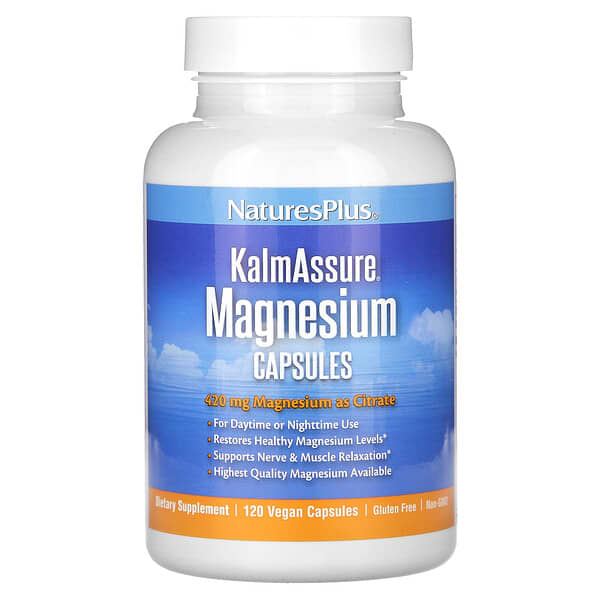 NaturesPlus, KalmAssure®, Magnesium, 120 Vegan Capsules (105 mg per Capsule)