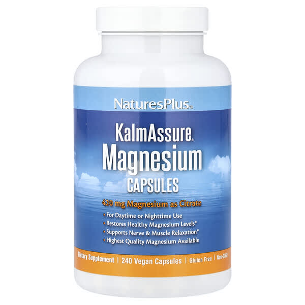 NaturesPlus, KalmAssure®, Magnesium, 240 Vegan Capsules (105 mg per Capsule)