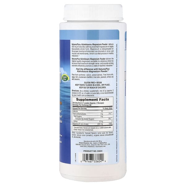 Alternative view of NaturesPlus, KalmAssure®, Magnesium Powder, Refreshing Orange, 1.15 lbs (522 g)