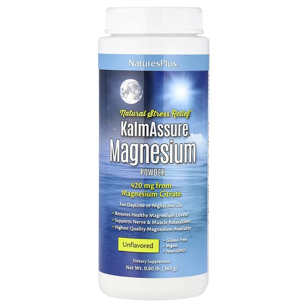 NaturesPlus, KalmAssure®, Magnesium Powder, Unflavored, 0.8 lb (360 g)
