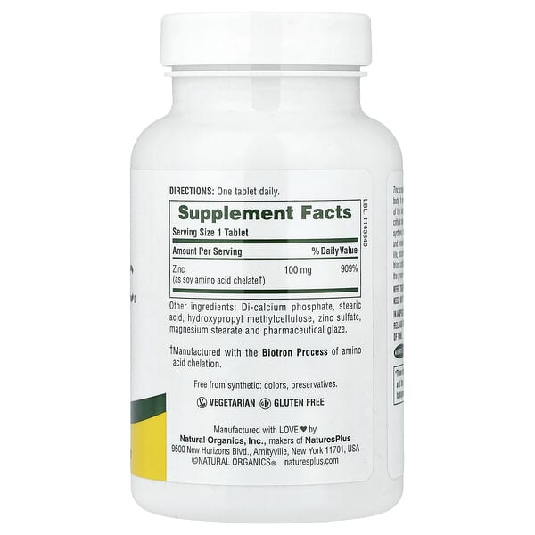 Alternative view of NaturesPlus, Mega Zinc®, Sustained Release , 100 mg, 90 Tablets