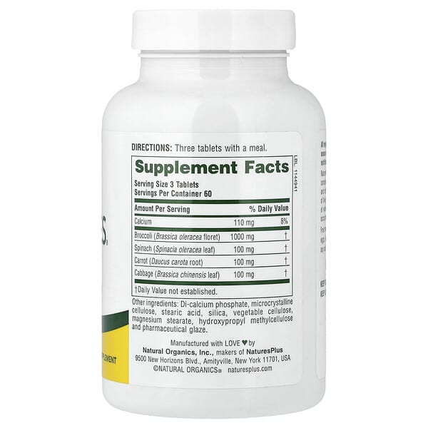 Alternative view of NaturesPlus, Mixed Vegetables®, Phytonutrient Complex, 180 Tablets