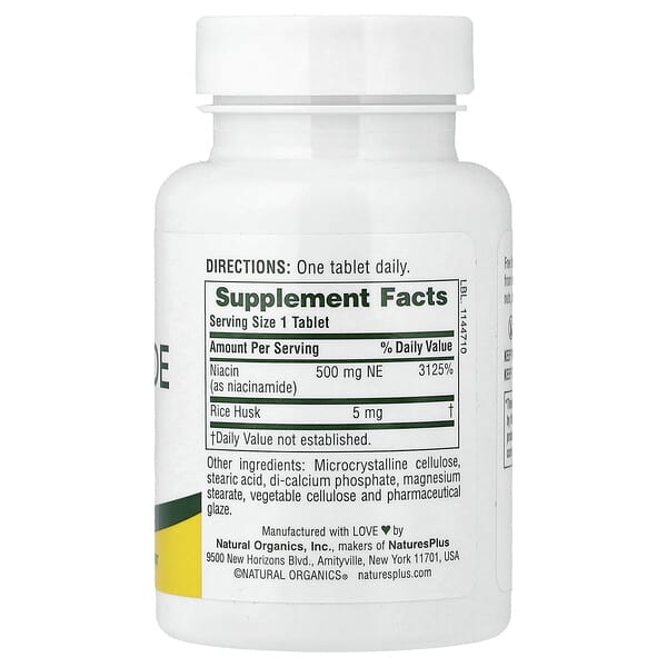 Alternative view of NaturesPlus, Niacinamide, 500 mg, 90 Tablets