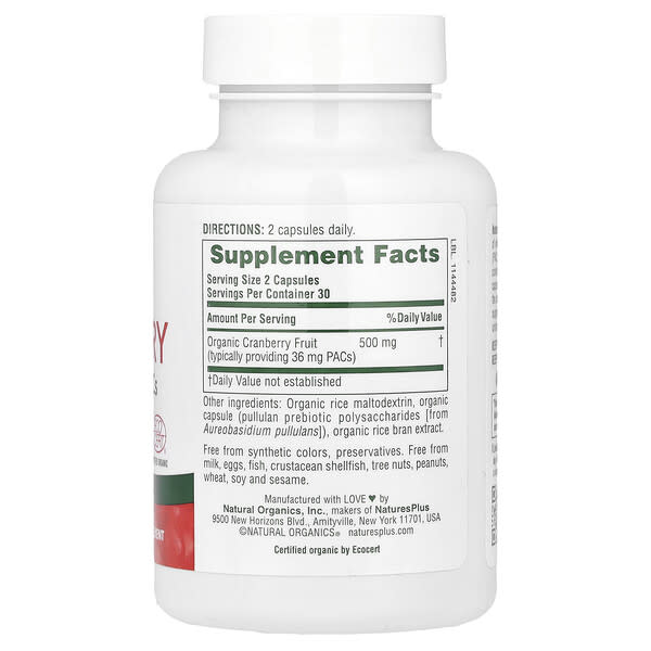 Alternative view of NaturesPlus, Organic Cranberry, 60 Capsules (250 mg per Capsule)