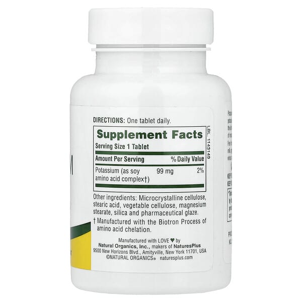 Alternative view of NaturesPlus, Potassium, 99 mg, 90 Tablets