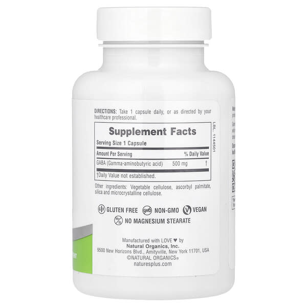 Alternative view of NaturesPlus, PRO GABA 500, 60 Capsules (500 mg per Capsule)