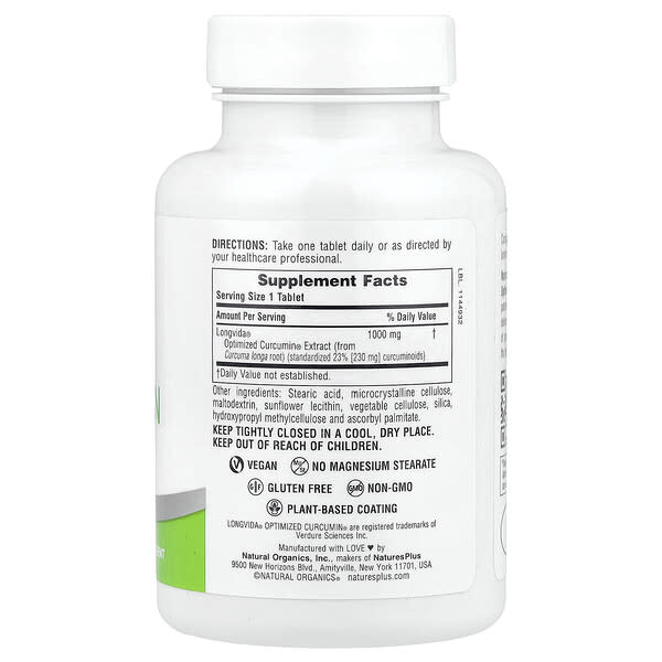 Alternative view of NaturesPlus, Pro Longvida® Curcumin 1000, 1,000 mg, 30 Tablets