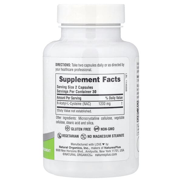 Alternative view of NaturesPlus, Pro, NAC 1200, 60 Capsules (600 mg per Capsule)