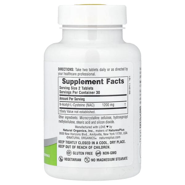 Alternative view of NaturesPlus, Pro NAC 1200, Sustained Release, 60 Tablets (600 mg Per tablet)