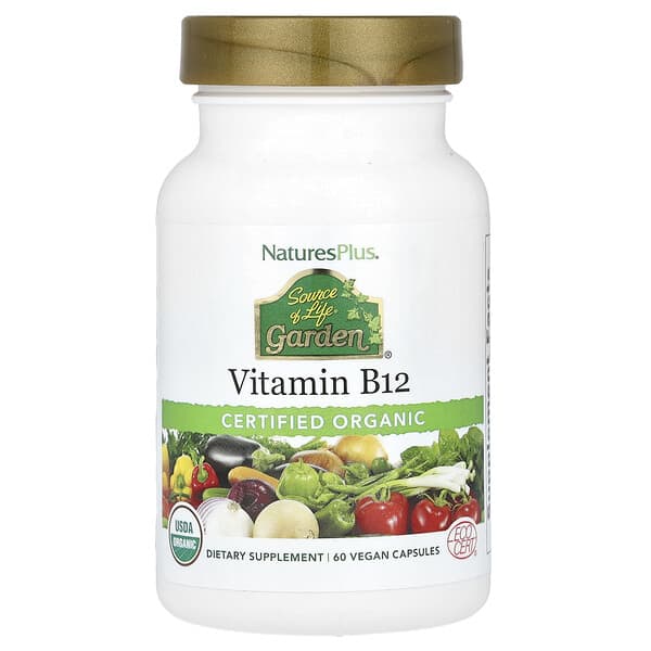 NaturesPlus, Source of Life® Garden, Certified Organic Vitamin B12, 60 Vegan Capsules 3 NaturesPlus, Source of Life® Garden, Certified Organic Vitamin B12, 60 Vegan Capsules