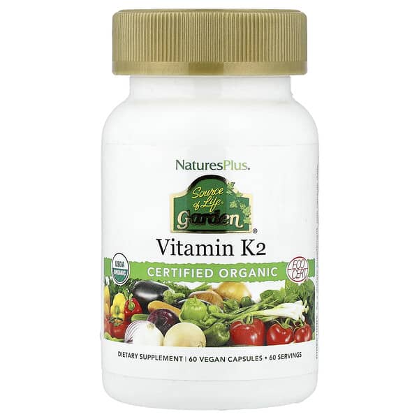 NaturesPlus, Source of Life® Garden, Vitamin K2, 60 Vegan Capsules