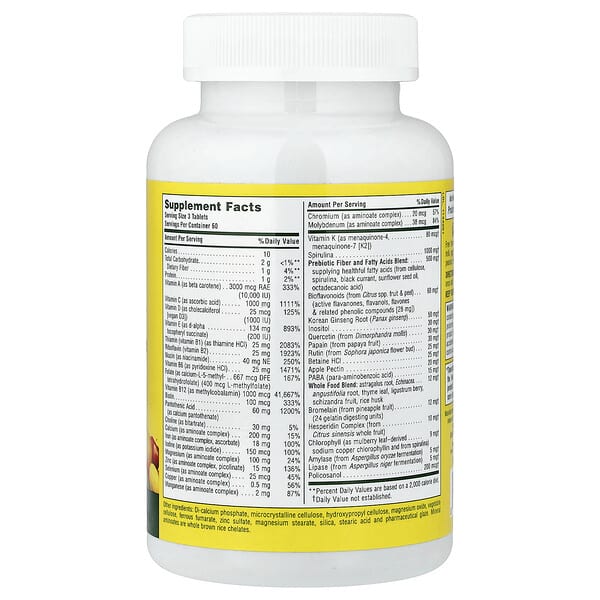 Alternative view of NaturesPlus, Source of Life®, Original Tablets, Multivitamin & Mineral Supplement, 180 Tablets