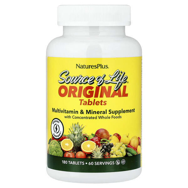 NaturesPlus, Source of Life®, Original Tablets, Multivitamin & Mineral Supplement, 180 Tablets