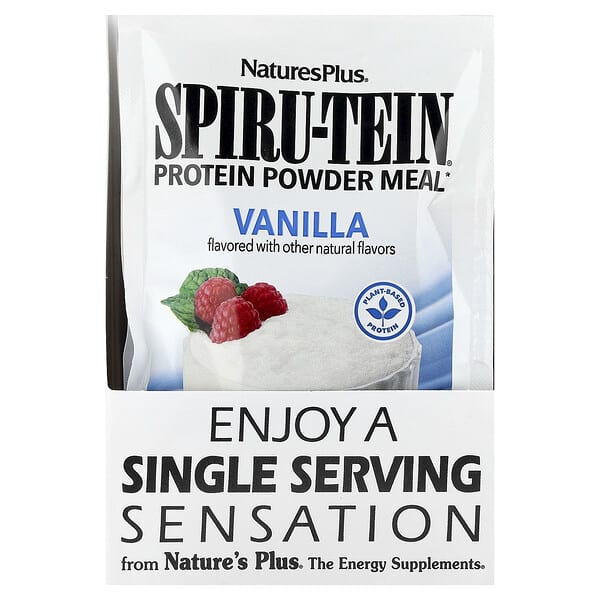 NaturesPlus, Spiru-Tein®, Protein Powder Meal, Vanilla, 8 Packets, 1.06 oz (30 g) Each