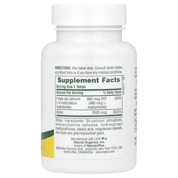 Alternative view of NaturesPlus, Sustained Release Biotin & Folate, 30 Tablets