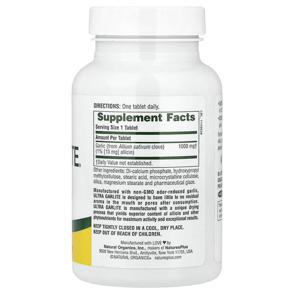 Alternative view of NaturesPlus, Sustained Release Ultra Garlite®, 1,000 mg, 90 Tablets