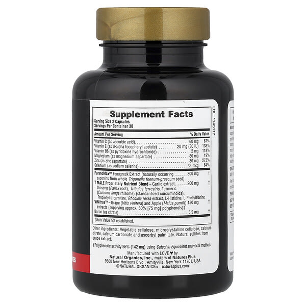 Alternative view of NaturesPlus, T Male®, Testosterone Boost For Men, 60 Vegetarian Capsules