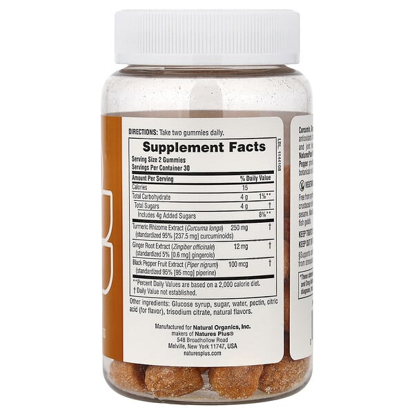 Alternative view of NaturesPlus, Turmeric Curcumin With Ginger & Black Pepper Gummies, Peach, 60 Gummies