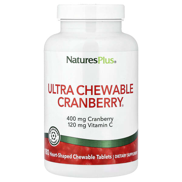 NaturesPlus, Ultra Chewable Cranberry®, 180 Heart-Shaped Chewables Tablets