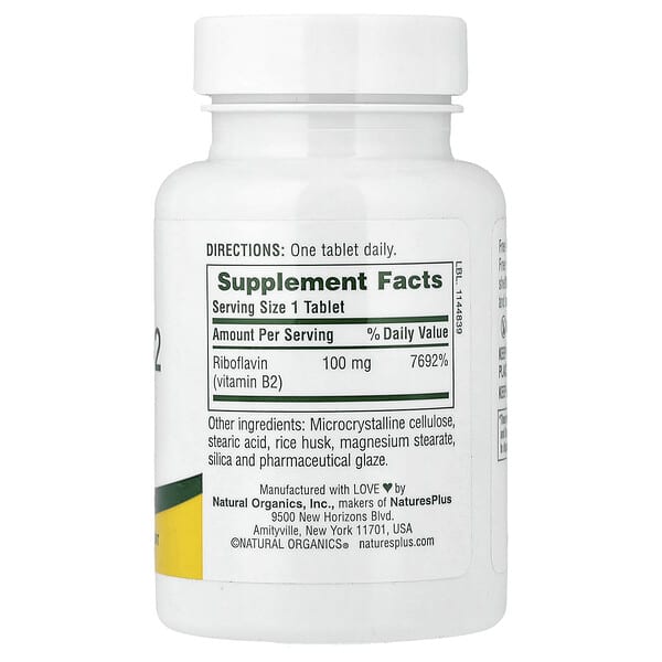 Alternative view of NaturesPlus, Vitamin B2, 100 mg, 90 Tablets
