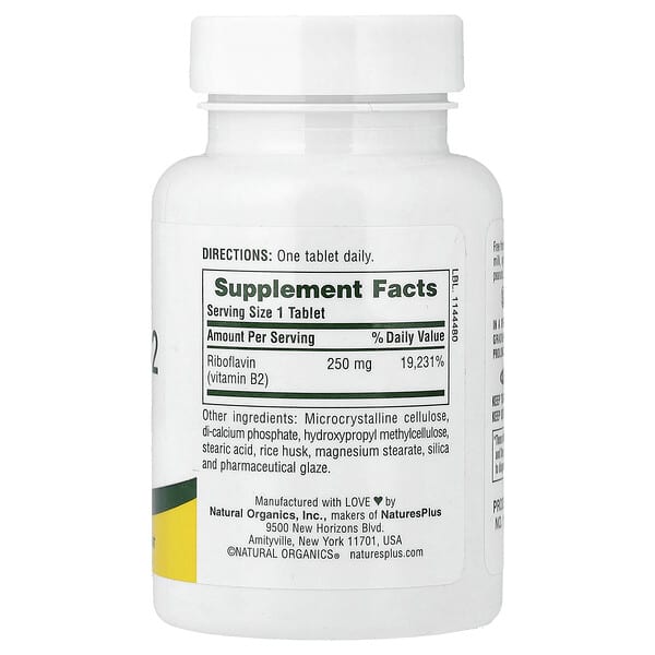Alternative view of NaturesPlus, Vitamin B2, Sustained Release, 250 mg, 60 Tablets
