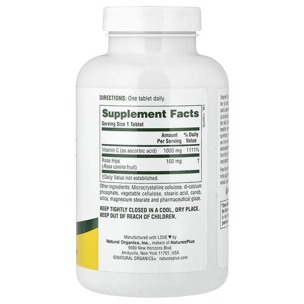 Alternative view of NaturesPlus, Vitamin C With Rose Hips, High Potency, 180 Tablets