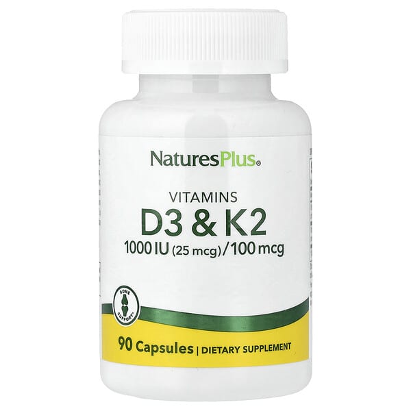 NaturesPlus, Vitamin D3 & K2, 90 Capsules