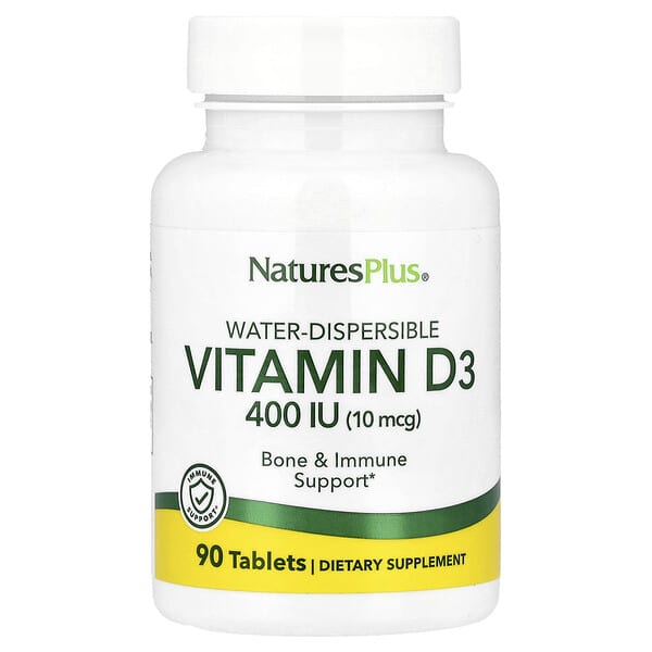 NaturesPlus, Water-Dispersible Vitamin D3, 10 mcg (400 IU), 90 Tablets