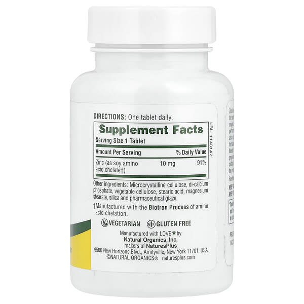 Alternative view of NaturesPlus, Zinc, 10 mg, 90 Tablets