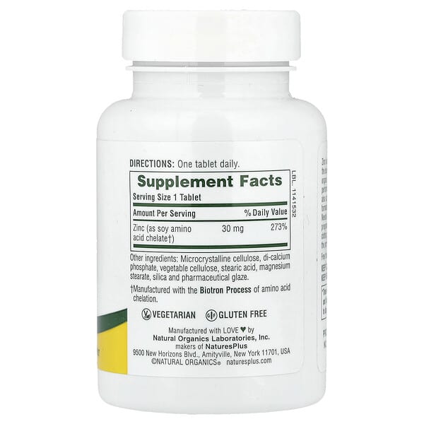 Alternative view of NaturesPlus, Zinc, 30 mg, 90 Tablets