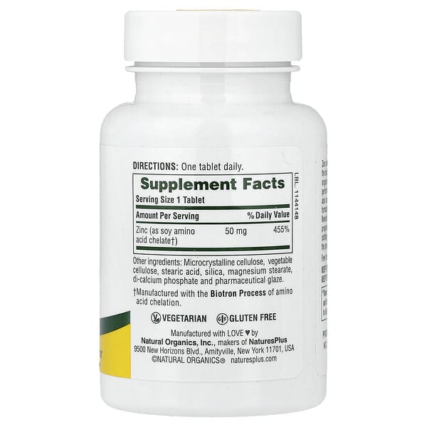 Alternative view of NaturesPlus, Zinc, 50 mg, 90 Tablets