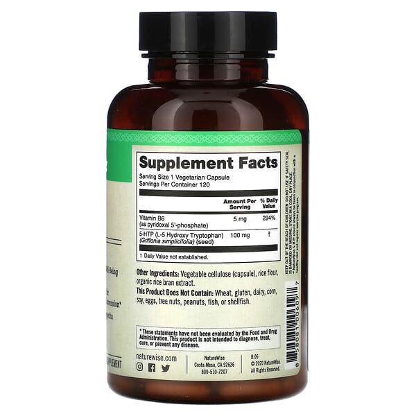 Alternative view of NatureWise, 5-HTP, 120 Vegetarian Capsules
