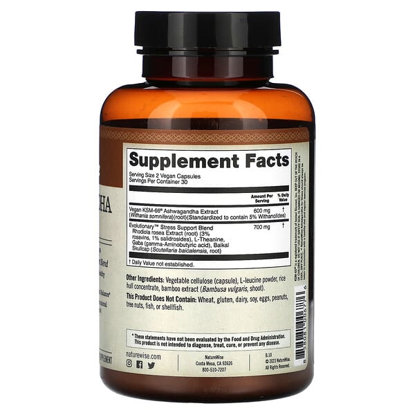 Alternative view of NatureWise, Ashwagandha for Stress, 60 Vegan Capsules