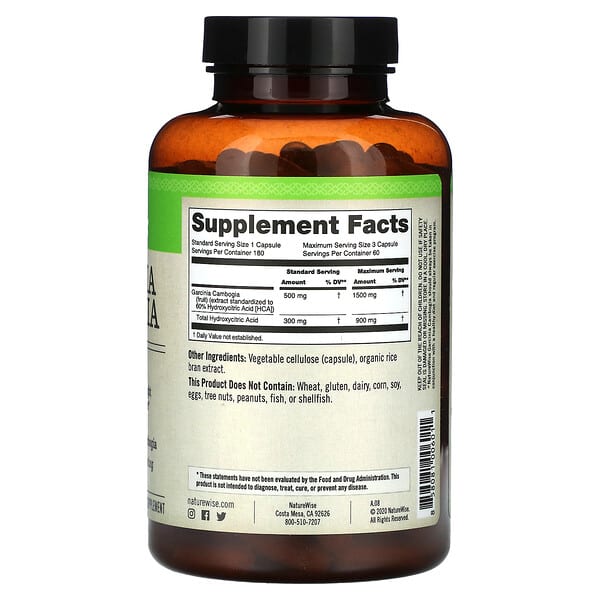 Alternative view of NatureWise, Garcinia Cambogia, 180 Vegetarian Capsules