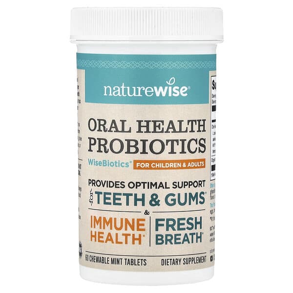 NatureWise, Oral Health Probiotics, For Children & Adults, Mint, 60 Chewable Tablets