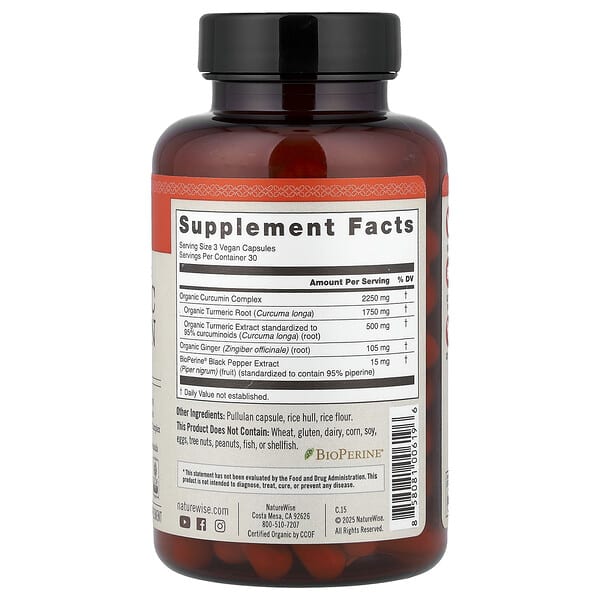 Alternative view of NatureWise, Organic Turmeric Curcumin, 90 Vegan Capsules