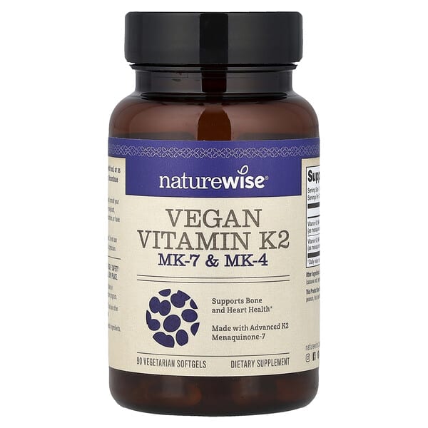 NatureWise, Vegan Vitamin K2, MK-7 & MK-4, 90 Vegetarian Softgels