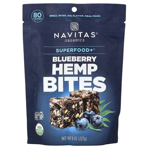 Navitas Organics, Superfood+®, Hemp Bites, Blueberry, 8 oz (227 g)