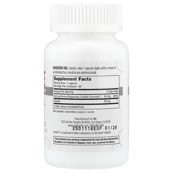 Alternative view of NBI, Ferrosolve®, High Potency, 30 Capsules