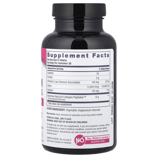 Alternative view of NeoCell, Grassfed Collagen Peptides + Vitamin C & Biotin, 180 Tablets