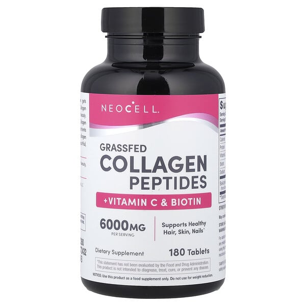 NeoCell, Grassfed Collagen Peptides + Vitamin C & Biotin, 180 Tablets