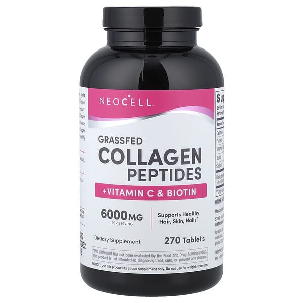 NeoCell, Grassfed Collagen Peptides + Vitamin C & Biotin, 270 Tablets